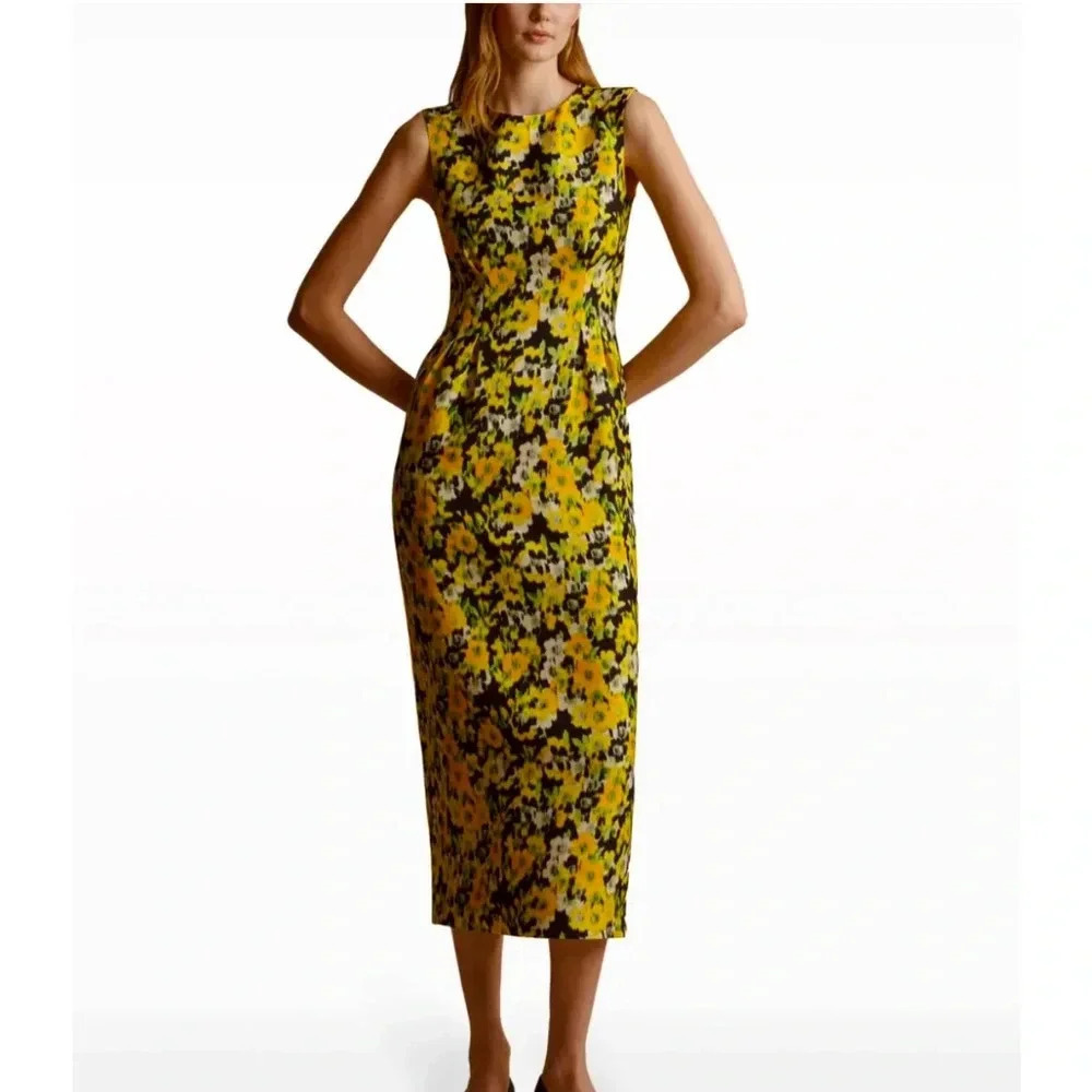 Adam Lippes - Ophelia floral-print pencil dress, Size 6-8, no size tag, luxury